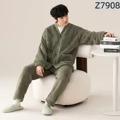 再入荷 パジャマ メンズ 上下セット ルームウェア 長袖 もこもこ 前開き セットアップ あったか ホームウエア 部屋着 室内着 長袖パジャマ 大人 防寒 保温 秋 冬 軽量