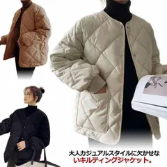 レディース キルト ジャケット 中綿 ノーカラージャケット キルティング ブルゾン 大人 ショート丈 秋 防寒 中綿 中綿ジャケット ダイヤ柄 あたっか 冬 韓国 きれいめ アウター ファッション お#erika7357