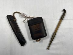 明治 煙管 延べ 煙管入 煙草入 彫刻 アンティーク 工芸 置物 - メルカリ