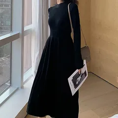 再入荷 ニットワンピース レディース ニット ワンピース ストレッチ ロングワンピース プリーツ 長袖 おしゃれ ゆったり 可愛い 体型カバー 春 秋 冬