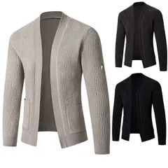 再入荷 ニットカーディガン カーディガン メンズ ニット 開襟 トップス 無地 長袖 大人 シンプル カジュアル おしゃれ ファッション 通勤 通学 コーデ 秋 冬