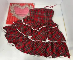 【未使用】BODY LINE ボディライン タータンチェック柄 ワンピース チューブトップワンピース 赤 ロリータ (2603091)