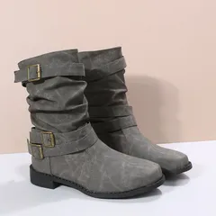 再入荷 ショートブーツ レディース ~ 対応 エンジニアブーツ 幅広 甲高 ワイズ くしゅくしゅ 歩きやすい ミドルブーツ ローヒール ブーティー 美脚ブーツ PU 靴 痛くない きれいめ おしゃれ