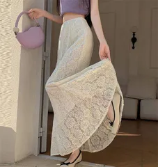 再入荷 レース マーメイドスカート スカート レディース 新作 レースマーメイドスカート インナー 透け感 裏地 春 秋 ボトムス ロングスカート ロング ハイウエスト 春 夏 秋 エレガント 可愛い お洒落 オフィス 通勤 OL 美脚