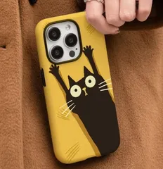黒猫デザイン2in1iPhoneケース（iPhone 16 Pro/16 Pro Max/15 Pro Max/14 Pro/13対応）