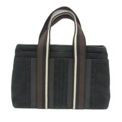 美品》 HERMES（エルメス） キャンパス×レザー ハンドバッグ ブラック
