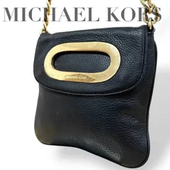 ☆★ MICHAEL KORS  マイケルコース★ショルダーバッグ　斜め掛け　レザー　ブラック　ゴールド金具　レディース　ロゴ★♯2264