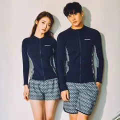 再入荷 水着 体型カバー ラッシュガード uvカット ペアルック水着 レディース5点セット/メンズ3点 水着 タンキニ スイムウエア 上下セット 長袖 日焼け防止 紫外線対策 前開 水陸両用 ストレッチ サー上下セット 吸汗速乾 海水浴 プール 海