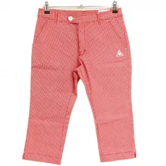 【超美品】ルコックゴルフ 七分丈パンツ 白×レッド チェック柄 ロゴ刺しゅう ストレッチ レディース 11 ゴルフウェア le coq sportif