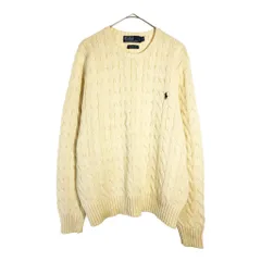 Polo by Ralph Lauren ポロ ラルフローレン ケーブルニット コットンセーター アイボリー(メンズ XL)中古 古着 X4452