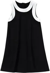 ノースリーブ ワンピース 子供 女の子 黒 サマードレス 冠婚葬祭 フォーマル フレア Aライン ひざ丈 袖なし 体型カバー ブラック 130-165cm