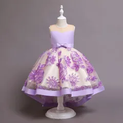 再入荷 発表会ドレス 子供ドレス ロングドレス 子供 女の子 結婚式 発表会 ライトブルー パープル チュールスカート ロングドレス ワンピース ノースリーブ リボンドレス パーティードレス キッズ 子ども ワンピース お呼ばれ/ピアノ演奏会