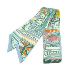 HERMES シルクスカーフ オレンジ レイユール・デテ 夏のストライプ