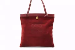 ロエベ ヴィンテージ アナグラム セミ ショルダー ハンドバッグ トート ロゴ ゴールド金具 スエードレザー ボルドー LOEWE 5454h
