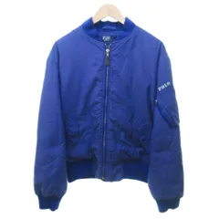 ポロ ラルフローレン POLO RALPH LAUREN 90s ヴィンテージ MA-1 フライトジャケット ブルゾン フルジップ フェード 青 ブルー Mサイズ IBO89 ☆AA★