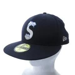 シュプリーム SUPREME × ニューエラ New Era 20AW S Logo キャップ 帽子 フラット ロゴ 紺 ネイビー 7 5/8 60.6cm IBO89 ☆AA★