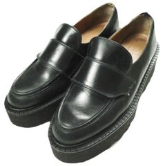 トッズ TOD'S プラットフォームコインローファードレス レザー黒37.5