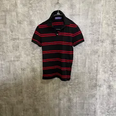 【Y-340】Ralph Lauren XS ポロシャツ メンズ ブラック レッド ボーダー ラルフローレン 半袖ポロ イタリア製 パープルレーベル カジュアル 古着 高級ライン