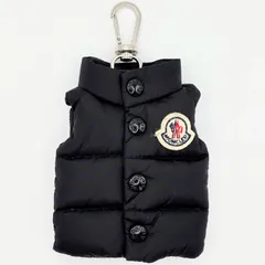 美品 MONCLER モンクレール ダウンベスト型 キーリング キーホルダー バッグチャーム ロゴ ブラック 黒 【中古】【送料無料】