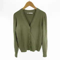 ザラ ZARA カーディガン ニット S/26 グリーン 緑 ゴールドボタン レーヨン トップス