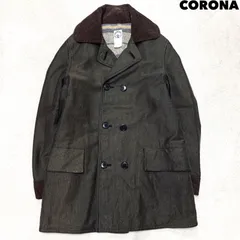 THE CORONA UTILITY ダスターコート フィールドコート バルマカーンコート ショップコート ワークジャケット カバーオール ダブルブレスト ブランケット付 コーデュロイ切り替え Sサイズ カーキグリーン 緑系 コロナユーティリティーのサムネイル