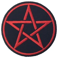 Pagan Symbolsペンタグラム刺繍入りアイロン貼り付け/縫い付けワッペン Goth