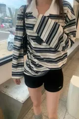 ストライプ カラーTシャツ ボーダー柄 ラグビーシャツ 長袖 Tシャツ