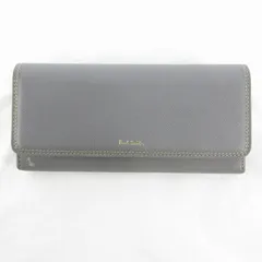 ポールスミス PAUL SMITH 長財布 ロングウォレット 2つ折り ロゴ グレー ピンク バイカラー レザー 革小物