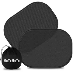 MuTuMuTu 車用サンシェード 静電式タイプ サイド 日除け サンシェード 車 運転席 助手席 後部座席 UVカット 目隠し 車内 ペット 赤ちゃん 遮光 断熱 折りたたみ 簡単着脱 コンパクト 収納バッグ付き（2枚セット 44cmx38cm) 1