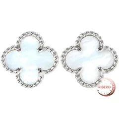 Van Cleef & Arpels ヴァンクリーフ＆アーペル アルハンブラ スウィートアルハンブラ ピアス VCARG12000 イヤリング K18WG ホワイト マザー オブ パール シルバー ホワイト【中古】