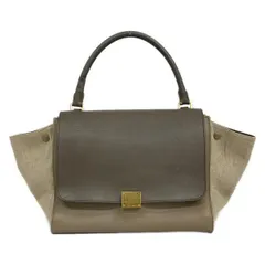 CELINE(セリーヌ) ハンドバッグ トラペーズミディアム ベージュ×ブラウン×ダークブラウン レザー
