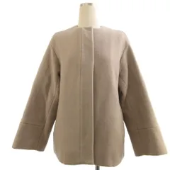 グリーンレーベルリラクシング ユナイテッドアローズ green label relaxing ノーカラーコート ジャケット ウール グレージュ 38