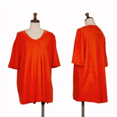 エムエム 6 メゾンマルタンマルジェラMM6 Maison Martin Margiela レーヨン混フロントダーツストレッチTシャツ オレンジLのサムネイル