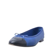 CHANEL G02819 ココマーク バイカラー レザー フラット シューズ