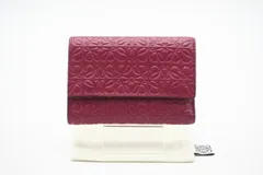 ★3日以内返品可★  LOEWE ロエベ アナグラム リピート スモール バーティカル ウォレット C499S97X04 三つ折り財布 ピンク カーフレザー レディース