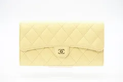 ★3日以内返品可★ 極美品 CHANEL シャネル ラムスキン マトラッセ クラシック ロング フラップ ウォレット AP0241 長財布 イエロー ラムスキン レディース