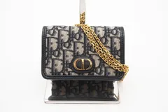 ★3日以内返品可★ 美品 Christian Dior クリスチャンディオール トロッター モンテーニュ 30 ナノポーチ S2086UTZQ ショルダーバッグ ネイビー キャンバス レディース