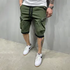 ハーフパンツ 未使用 メンズ 膝丈 カーゴパンツ ウエストゴム ワークパンツ 五分丈 ショートパンツ ミリタリーパンツ ゆったり リラックス マルチポケット ストリート カジュアル おしゃれ スポーツウェア トレーニングウェア zhanpeng04