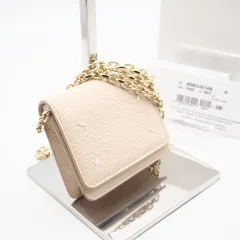 ★3日以内返品可★ 極美品 MAISON MARGIELA メゾンマルジェラ レザー 4ステッチ チェーンウォレット S56UI0148 2wayショルダーバッグ ベージュ ホワイト レザー レディース