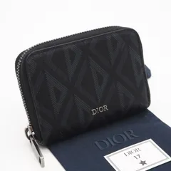 ★3日以内返品可★ 美品 Dior ディオール CDダイヤモンド レザー コインケース - コインケース ブラック グレー コーティングキャンバス レザー メンズ