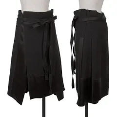 ダナキャラン DONNA KARAN NEW YORK 異素材切替スリットラップスカート 黒6のサムネイル