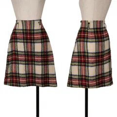 トリココムデギャルソンtricot COMME des GARCONSタータンチェックウールスカート ベージュマルチM