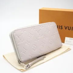 ★3日以内返品可★ 美品 LOUIS VUITTON ルイ・ヴィトン アンプラント ジッピーウォレット ブルームグレー M13825 長財布 グレー カーフレザー レディース