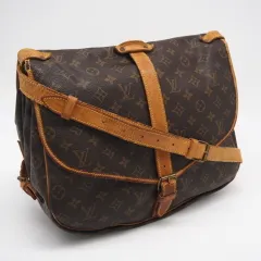 ★3日以内返品可★  LOUIS VUITTON ルイ・ヴィトン モノグラム ソミュール35 M42254 ショルダーバッグ ブラウン コーティングキャンバス レザー レディース