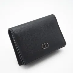 ★3日以内返品可★ 極美品 Dior ディオール CD Icon 二つ折り名刺入れ 2ESCH136 名刺入れ ブラック カーフレザー メンズ