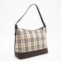 ★3日以内返品可★ 美品 BURBERRY バーバリー コーティングキャンバス ノバチェック ワンショルダーバッグ - ハンドバッグ ベージュ ブラウン コーティングキャンバス レザー レディース