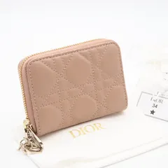 ★3日以内返品可★ 未使用 Christian Dior クリスチャンディオール Lady Dior Voyageur スモール ジップコインケース S0985ONMJ コインケース ピンクベージュ ラムスキン レディース