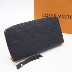 ★3日以内返品可★ 美品 LOUIS VUITTON ルイ・ヴィトン モノグラム アンプラント ジッピーウォレット マリーヌルージュ M62121 長財布 ネイビー レッド カーフレザー レディース