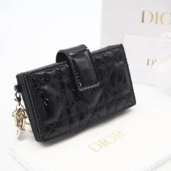 ★3日以内返品可★ 未使用 Christian Dior クリスチャンディオール Lady Dior Jasmine カードホルダー S0074OVRB_M900 カードケース ブラック パテントレザー レディース