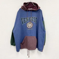 古着 used　90s　VENEZIA　スウェットパーカー/フーディー　ヴィンテージ　クレイジーパターン　青　ブルー　赤　レッド【値引き交渉OK！】